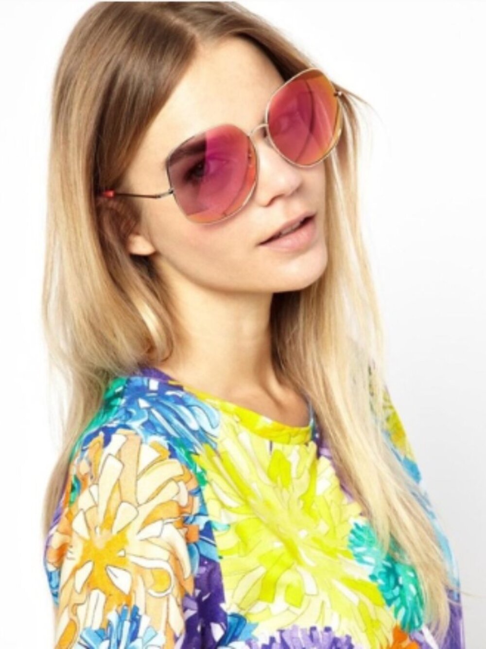Matthew Williamson Linda Farrow oversized pink tint mirrored sunglasses